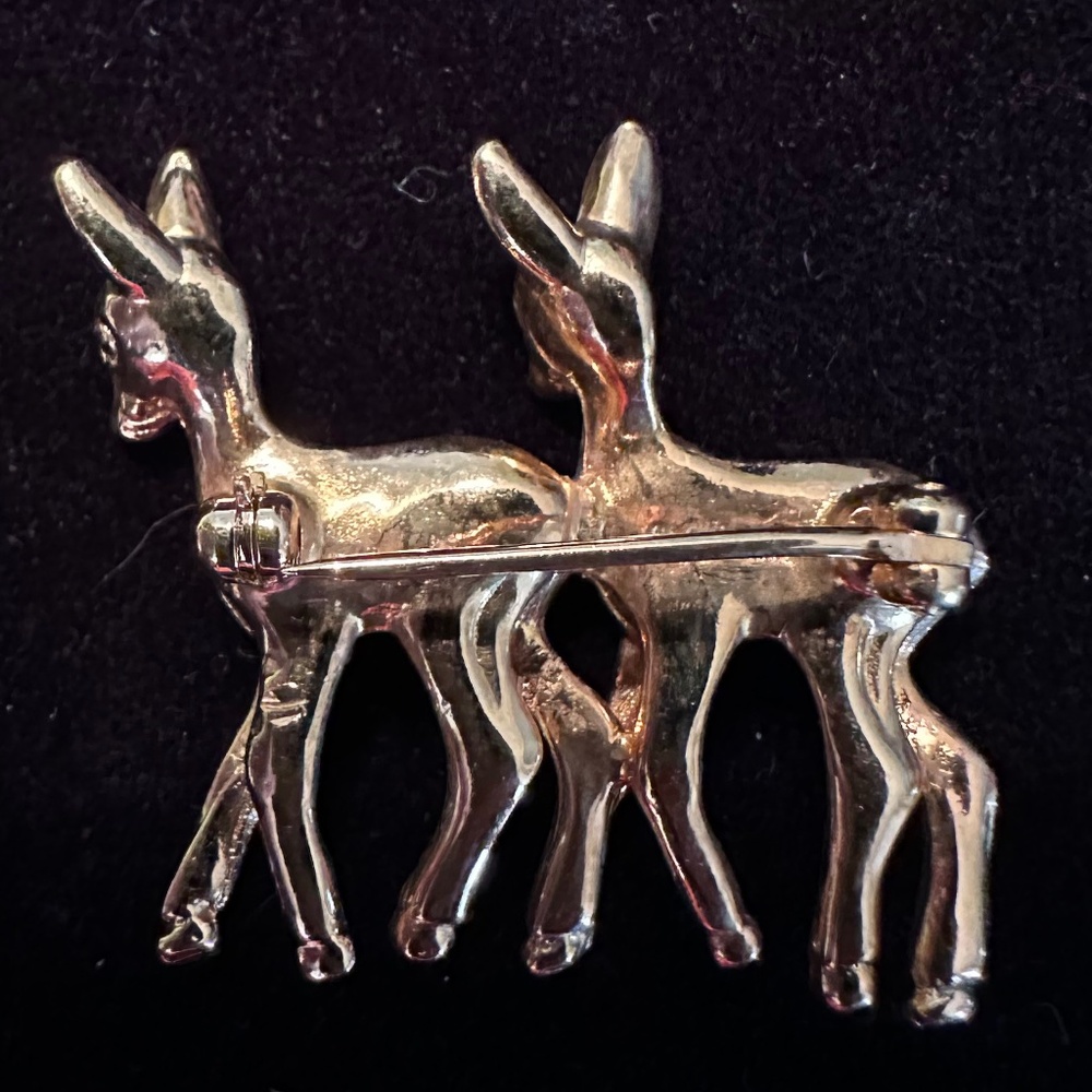 Vintage Napier Twin Deer Gold-Tone Pin View 5
